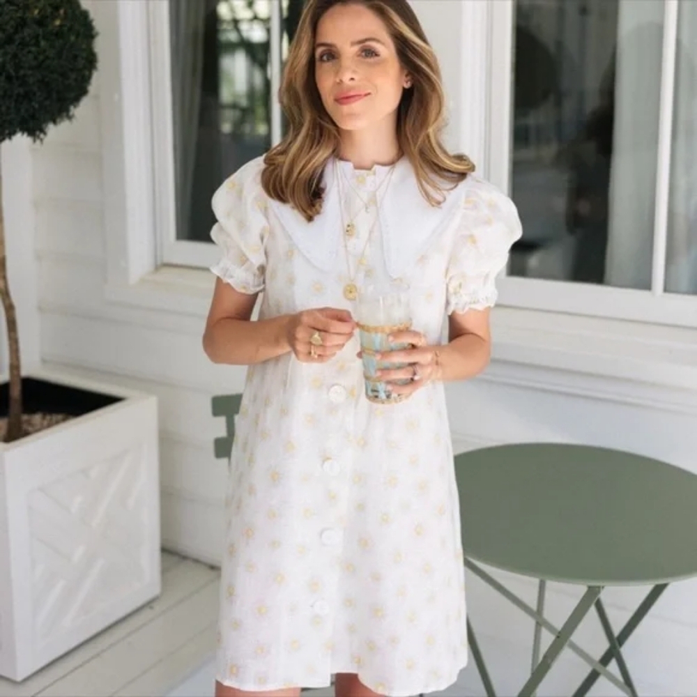 Sleeper Marie 100% linen daisy print mini dress, small - Picture 6 of 15